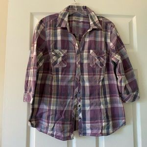 Purple light weight flannel quarter sleeve
